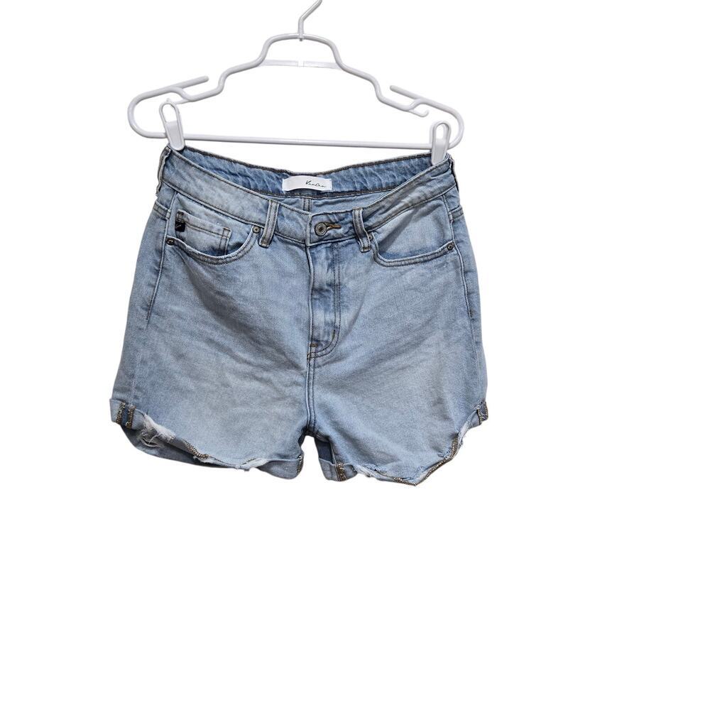 KanCan High Rise Shorts 27 Distressed Light Wash Denim